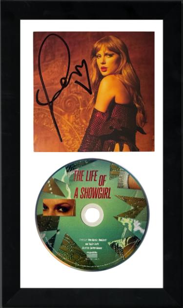 Taylor Swift 2025 The Life of a Showgirl CD Signed 4.75x4.75 Photo Art Card #3 w/ Heart 6.5x12 Custom Framing- Beckett Review