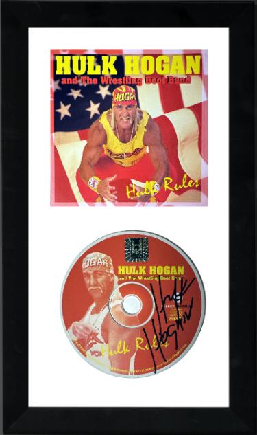 Hulk Hogan signed 1995 Hulk Rules CD w/ Cover Booklet 6.5x12 Custom Framing- Hogan Hologram/WWF/WWE/WCW (RARE)
