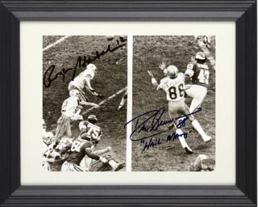 Roger Staubach/Drew Pearson dual signed 1975 Dallas Cowboys 8x10 Photo Hail Mary- /1975 Custom Framing- Steiner Hologram