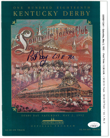 Pat Day signed Lil E Tee 1992 Kentucky Derby 118th Full Program at Churchill Downs Horse Racing- JSA Hologram