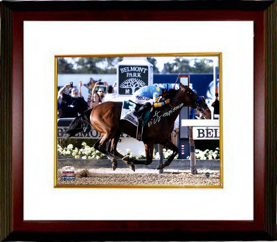 Victor Espinoza signed 11x14 Photo 2015 Belmont Stakes American Pharoah Triple Crown Custom Framing - Steiner Holo