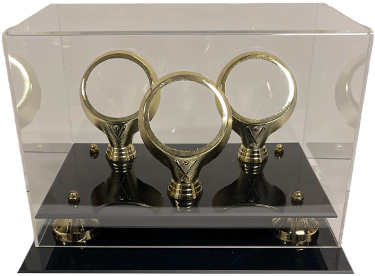 Baseball 3-Ball Gold Ring Display Case