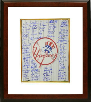 New York Yankees signed 16x20 Photo Custom Framing Top Hat Logo w/ 70 sigs- BAS Holo- Bob Turley/Moose Skowron/Charlie Hayes