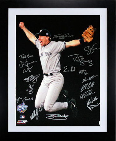 New York Yankees signed 16x20 Photo Custom Framing 1998 WS Champs Scott Brosius MVP-18 sigs-BAS Holo- Darryl Strawberry