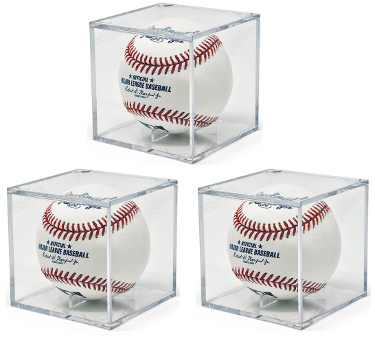 Baseball 1-Ball ACRYLIC Display Case Holder/Cube- 3 Pack- NEW (Grandstand)