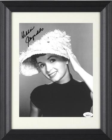 Debbie Reynolds signed Vintage B&W 8x10 Photo Custom Framing- JSA Hologram #DD32822 (white hat)