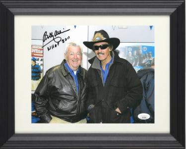 Bobby Allison signed NASCAR 8x10 Photo w/ NHOF 2011 Custom Framing- JSA Hologram #DD39306 (w/ Richard Petty)