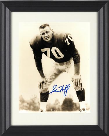 Sam Huff signed New York Giants Vintage Sepia 8x10 Photo Custom Framing- COA (HOF)