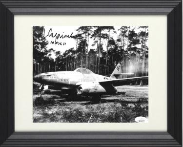 Jorg Czypionka signed WWII German ME-262 Luftwaffe Pilot B&W 8x10 Photo 10./NJG-11 Custom Framing- JSA #EE63175