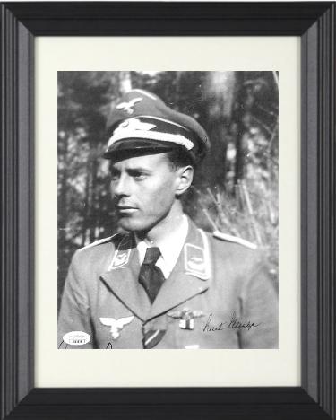 Kurt Schulze signed WWII German ME-109 Luftwaffe Pilot KG2 Vintage B&W 8x10 Photo Custom Framing- JSA #EE63178