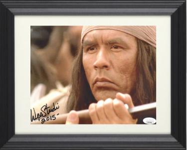 Wes Studi signed Geronimo Vintage 8x10 Photo 2015 Custom Framing- JSA #EE63202 (Last of the Mohicans)