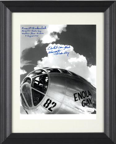 Dutch Van Kirk & Russell E Gackenbach signed WWII B&W 8x10 Photo Navigators Enola Gay Hiroshima Kokura 9 Aug 1945 Custom Framing
