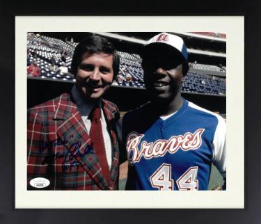 Milo Hamilton signed 8x10 Photo w/ dual Holy Toledo & HOF 92 Custom Framing- JSA (Atlanta Braves)