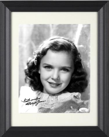 Gloria Jean signed Vintage B&W 8x10 Photo w/ Best Wishes Custom Framing- JSA #II11034 (Hollywood Actress)