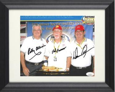 The Alabama Gang- Bobby Allison/Donnie Allison/Red Farmer signed NASCAR 8x10 Photo Custom Framing- JSA #II11548