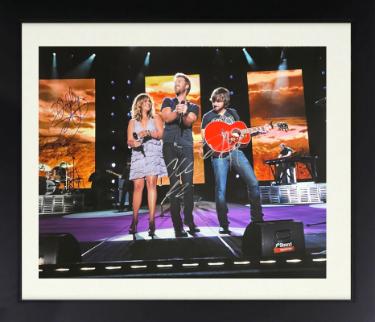 Lady Antebellum Band (Lady A) Metallic 16x20 Photo Custom Framing-3 sigs- Hillary Scott/Charles Kelley/Dave Haywood