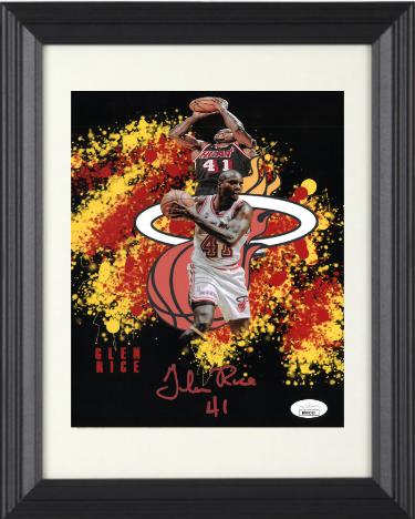 Glen Rice signed Miami Heat Collage 8x10 Photo #41 Custom Framing- JSA Authenticated