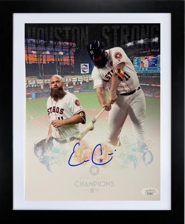 Evan Gattis signed Houston Astros 2017 World Series Champions 16x20 Photo #11 Custom Framing- JSA