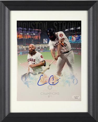 Evan Gattis signed Houston Astros 2017 World Series Champions 8x10 Photo #11 Custom Framing- JSA