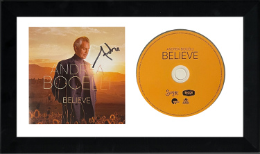 Andrea Bocelli signed 2020 Believe Album Cover Booklet w/ CD 6.5x12 Custom Framing- JSA #LL49218