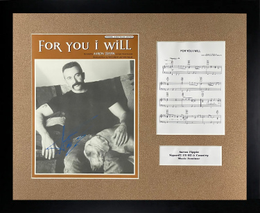 Aaron Tippin signed 1998 For You I Will Original Sheet Music/Lyrics Custom Framing (22x18)- COA