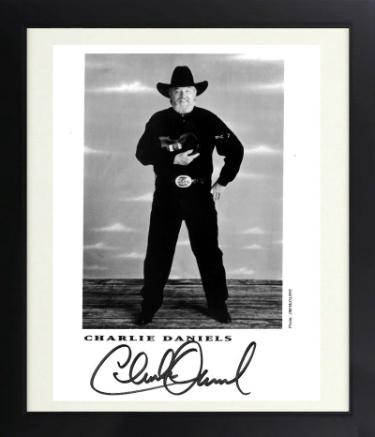 Charlie Daniels signed 8X10 Photo B/W Promo Custom Framing imperfect- COA (Country/Southern Rock Legend)