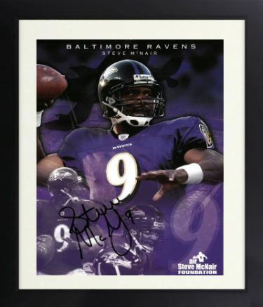 Steve McNair signed Baltimore Ravens Air McNair NFL Collage 8.5x11 Photo #9 Custom Framing- Beckett Review