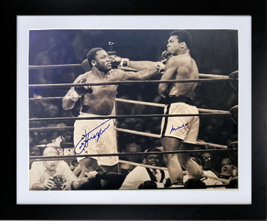 Muhammad Ali & Joe Frazier dual signed 1974 Super Fight ll 16x20 Photo Custom Framing- Beckett/COA/Pics