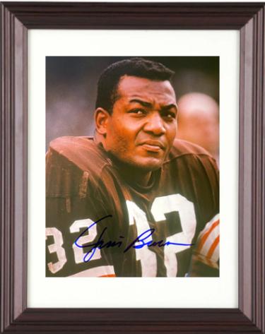 Jim Brown signed Cleveland Browns 8x10 Photo Custom Framing- Beckett Review/NFL Alumni LOA