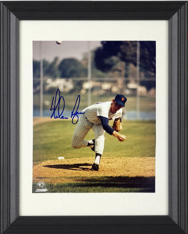 Nolan Ryan signed New York Mets MLB Licensed 8x10 Photo Custom Framing- Nolan Ryan Foundation COA (HOF/7 No-Hitters)