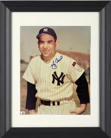 Yogi Berra signed New York Yankees MLB Licensed 8x10 Photo Custom Framing- Collector's Showcase LOA (HOF/10X WS Champ)