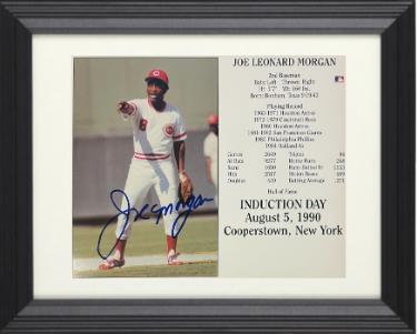 Joe Morgan signed Cincinnati Reds MLB Licensed Hall of Fame Induction Day 8x10 Photo/Card Custom Framing- COA (HOF)