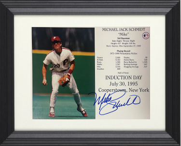 Mike Schmidt signed Philadelphia Phillies MLB Licensed Hall of Fame Induction Day 8x10 Photo/Card Custom Framing- Tuff Stuff COA
