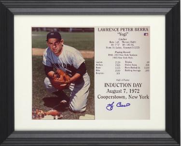 Yogi Berra signed New York Yankees MLB Licensed Hall of Fame Induction Day 8x10 Photo/Card Custom Framing- COA/CSA Show Ticket