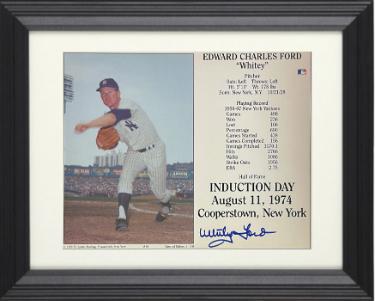 Whitey Ford signed New York Yankees MLB Licensed Hall of Fame Induction Day 8x10 Photo/Card Custo Framing- Tuff Stuff COA