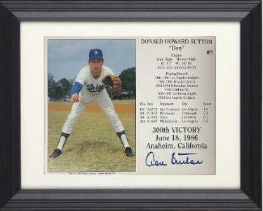 Don Sutton signed Los Angeles Dodgers MLB Licensed 300th Victory June 18, 1986 8x10 Photo/Card Custom Framing- Tuff Stuff COA