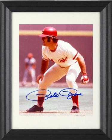 Pete Rose signed Cincinnati Reds MLB Licensed 8x10 Photo Custom Framing- COA (HIT KING/4256)
