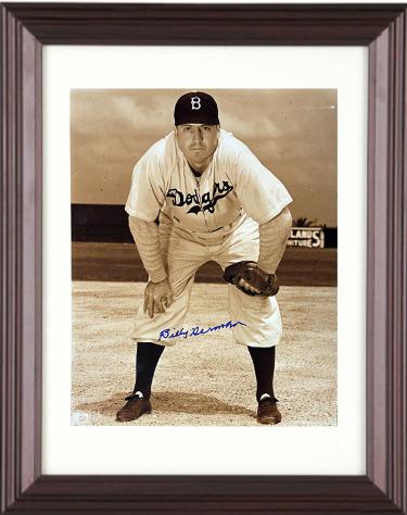 Billy Herman signed Brooklyn Dodgers MLB Licensed Sepia Tone 8x10 Photo Custom Framing- COA (HOF)