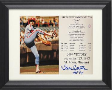 Steve Carlton signed Phillies MLB Licensed 300th Victory September 23, 1983 8x10 Photo/Card HOF 94 Custom Framing- COA