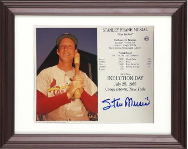 Stan Musial signed St. Louis Cardinals MLB Hall of Fame Induction Day 8x10 Photo/Card imperfect Custom Framing- Tuff Stuff COA