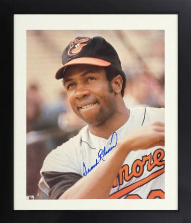 Frank Robinson signed Baltimore Orioles MLB Licensed 8x10 Photo imperfect Custom Framing- COA (HOF/Triple Crown)
