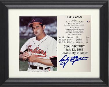 Early Wynn signed Cleveland MLB Licensed 300th Victory 8x10 Photo/Card Custom Framing- Tuff Stuff COA/Show Ticket