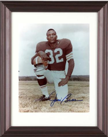 Jim Brown signed Cleveland Browns 8x10 Photo Custom Framing- NFL Alumni LOA (HOF)