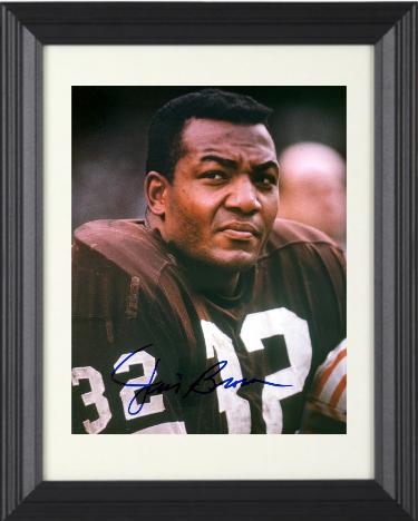Jim Brown signed Cleveland Browns 8x10 Photo Custom Framing- NFL Alumni LOA (HOF)