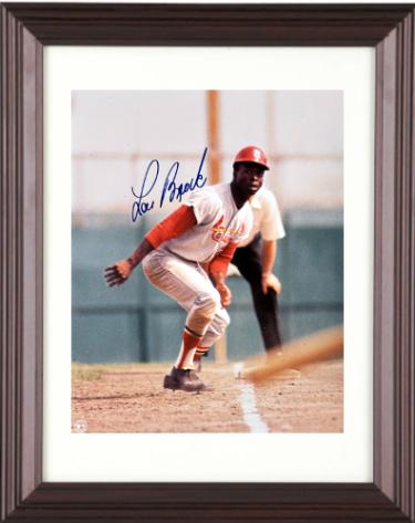 Lou Brock signed St. Louis Cardinals MLB Licensed 8x10 Photo minor dings Custom Framing- COA (HOF)