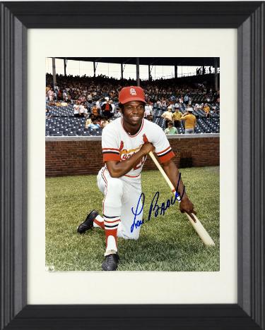 Lou Brock signed St. Louis Cardinals MLB Licensed 8x10 Photo minor dings Custom Framing- COA (HOF)