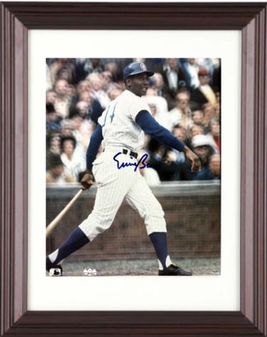 Ernie Banks signed Chicago Cubs MLB Licensed 8x10 Photo Custom Framing- COA (HOF/2X MVP/14X AS)