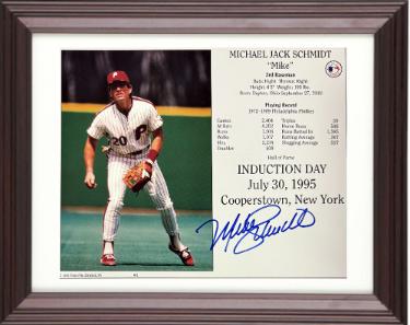 Mike Schmidt signed Philadelphia Phillies MLB Hall of Fame Induction Day 8x10 Photo/Card Custom Framing- COA/Show Ticket (H