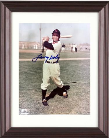 Larry Doby signed Cleveland MLB Licensed 8x10 Photo minor dings Custom Framing- COA (HOF/7X AS)