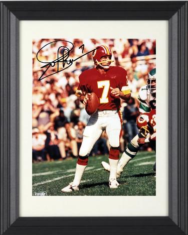 Joe Theismann signed Washington 8x10 Photo #7 minor dings Custom Framing- Tuff Stuff COA/Ticket